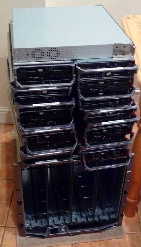 Dell M1000e chassis and 16 M600 blades. 